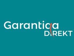 "Zöld háttér, fehér 'Garantica DIREKT' felirat narancsszínű C betűvel."