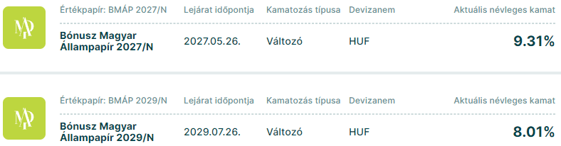 bónusz magyar állampapír 2027/n és 2029/n a webkincstárban