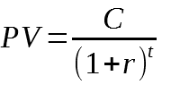jelenérték (present value) általános képlete