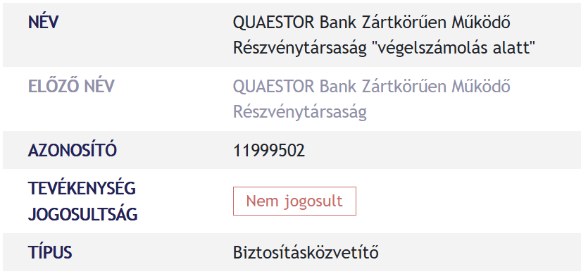 Quaestor az MNB-adatbázisban