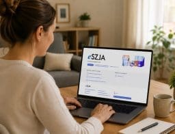 nő laptopon eszja-bevallást tölt ki